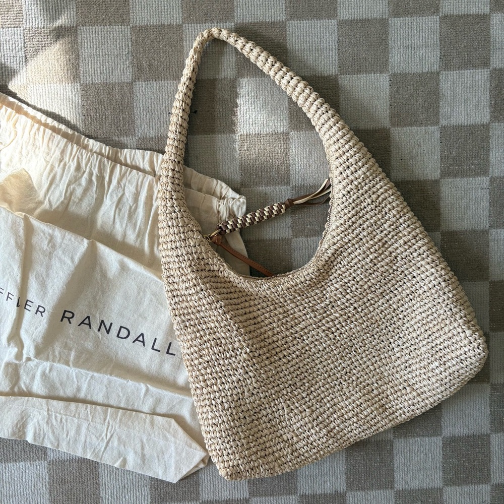 Loeffler Randall Tan Raffia Willow Purse Bag with Dust Bag